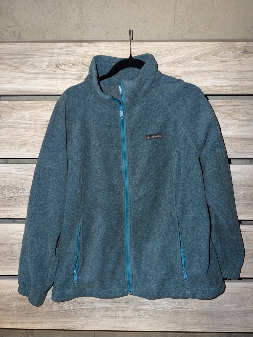 Columbia Teal Blue Full-Zip Fleece Jacket